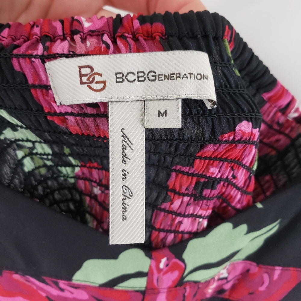 BCBGeneration Rose Print Strapless Mini Dress M - Picture 6 of 8